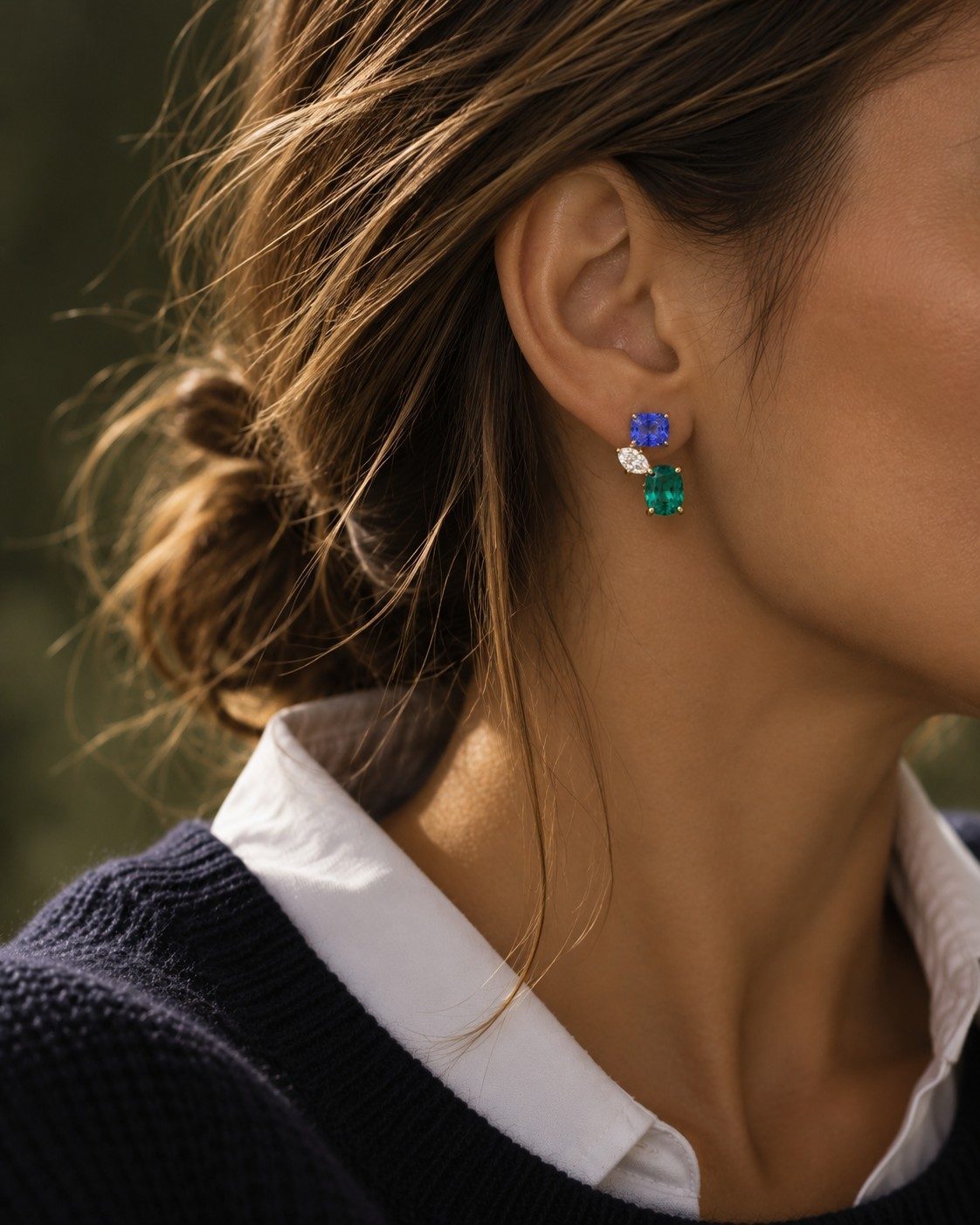Pluie Cluster Earrings worn