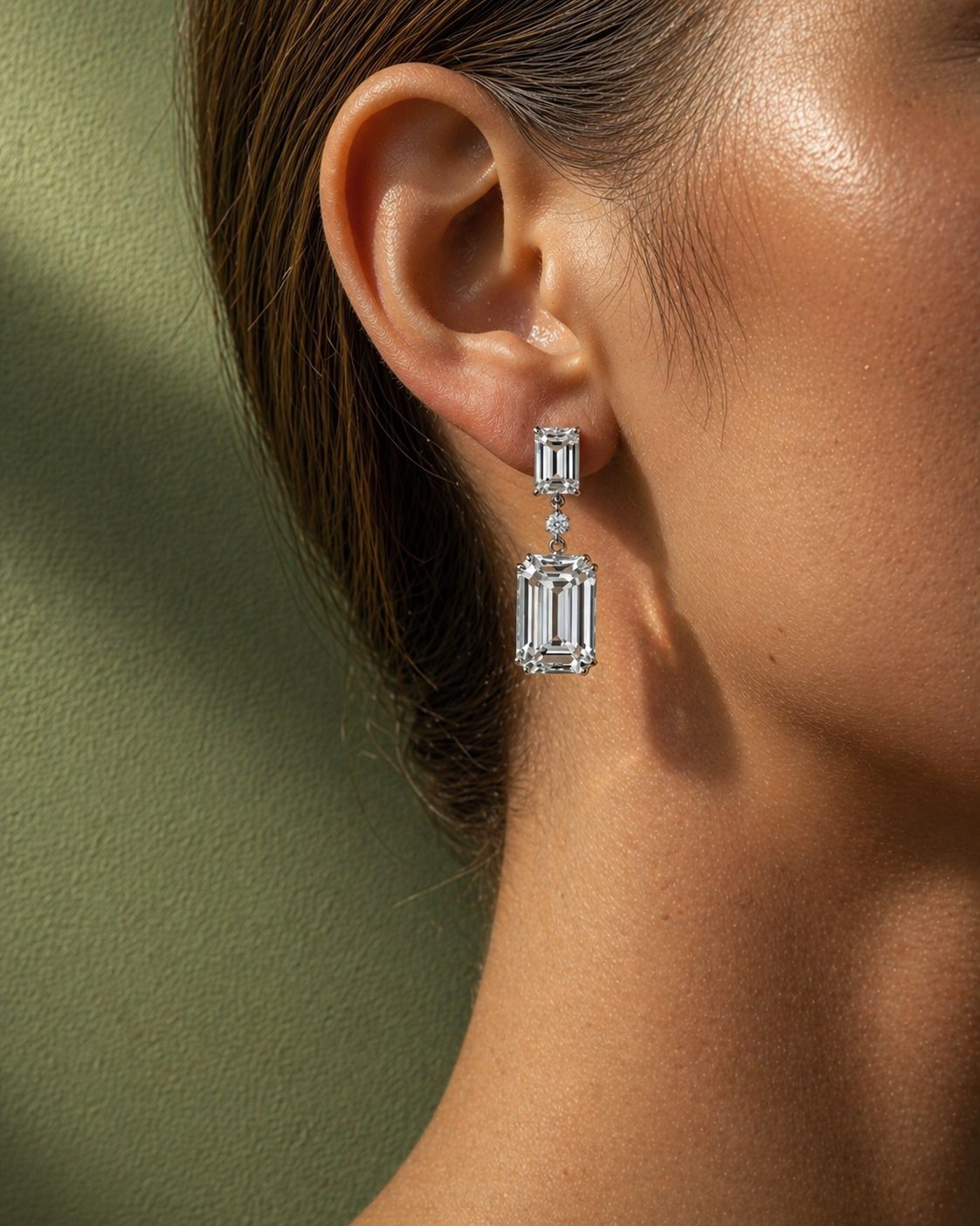 Emerald Cut Drop Earrings