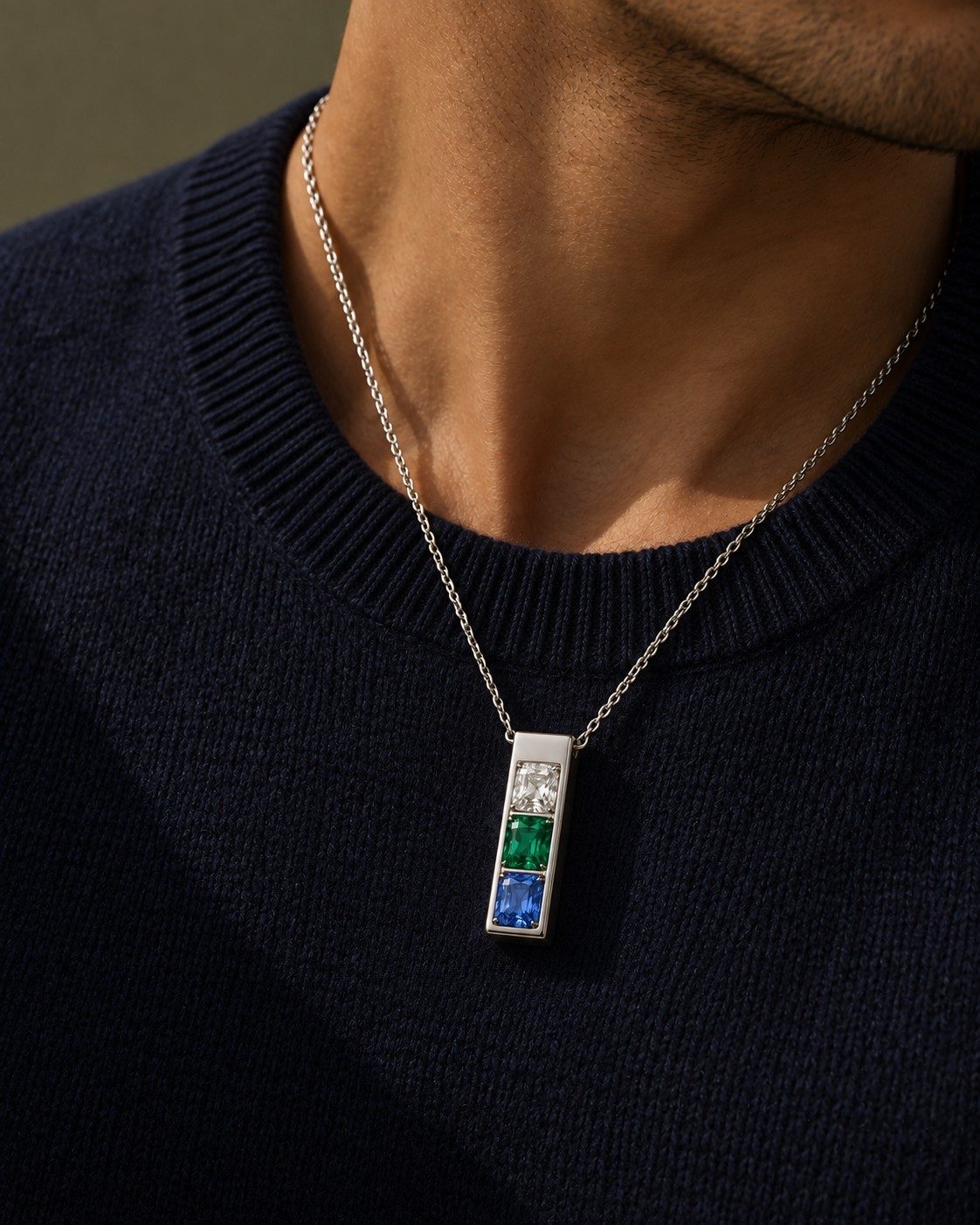 Trio Bar Pendant worn